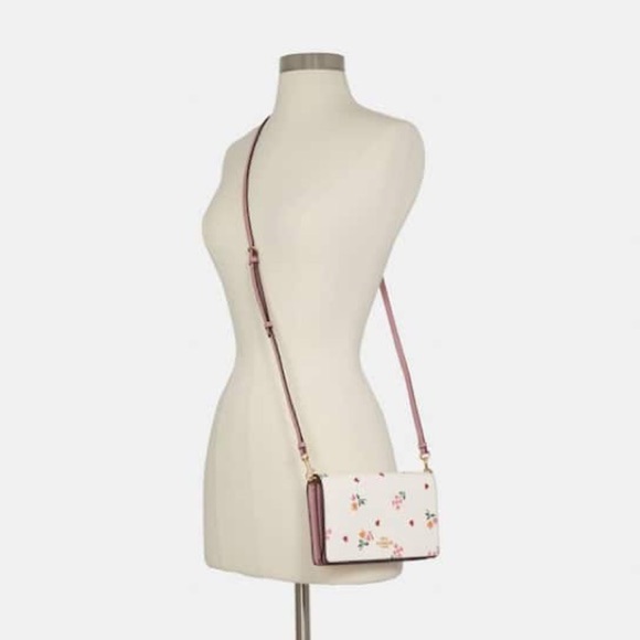 Coach Anna Foldover Clutch Crossbody With Heart Petal Print - Picture 4 of 6